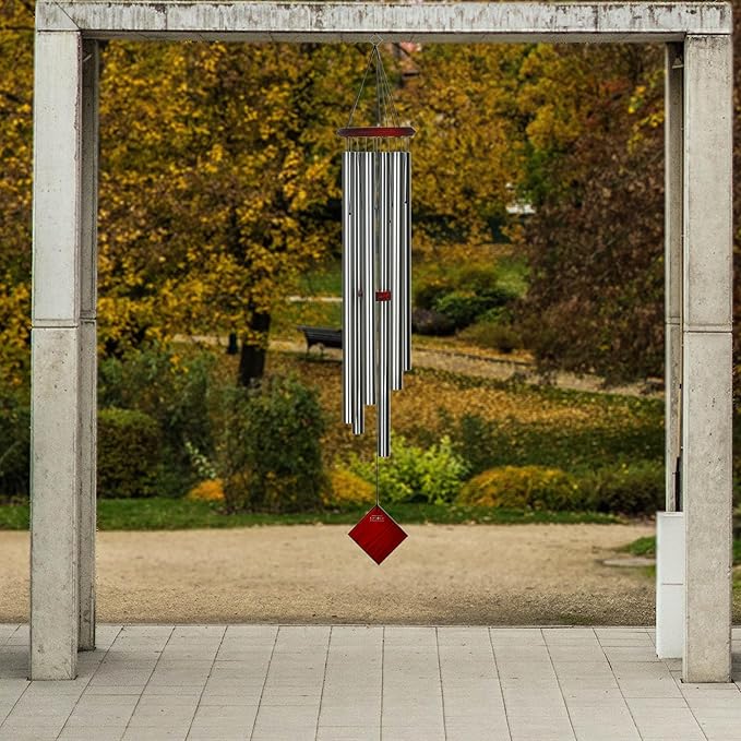 Woodstock Chimes Neptune Wind Chime for Outside 54" Large Silver, Deep Tone Sound for Outdoor Garden, Patio, Porch Decor, Encore Collection DCS54-Ruum Studio Home