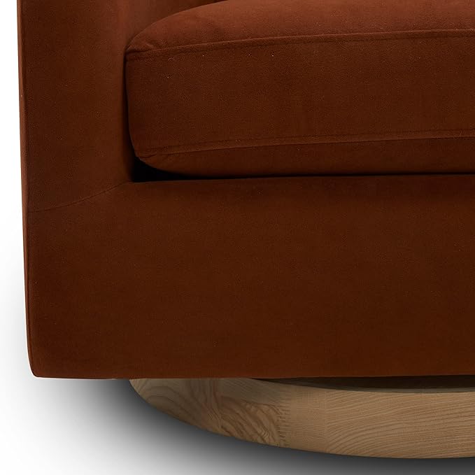 CHITA Swivel Accent Chair, FSC Certified Upholstered Velvet Barrel Chair for Living Room, Fully Assembled, Burnt Orange-Ruum Studio Home