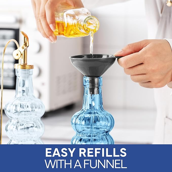 COOK WITH COLOR Glass Olive Oil Bottle Dispenser - 2 Pack- 17oz Oil and Vinegar Cruet - Olive Oil Carafe Decanter for Kitchen-Ruum Studio Home