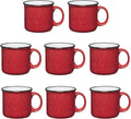 Set of 8 Ceramic Campfire Mugs – 15 Oz, Red – Coffee & Tea Cups for Home, Work, Travel, Camping – Customizable, Great for DIY, Events, Companies-Ruum Studio Home