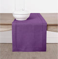 Solino Home Linen Table Runner 90 Inches Long - Classic Hemstitch 100% Pure Linen Purple Dining Table Runner 14 x 90 Inch for Fall, Autumn, Halloween, Thanksgiving-Ruum Studio Home
