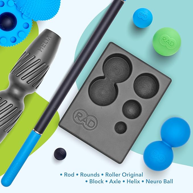 RAD All-in Complete Myofascial Release and Muscle Recovery Set - Includes Exercise Foam Rollers, Multi-Use Yoga Block, Peanut & Massage Balls, Neuro Ball Foot Roller, and Massage Stick-Ruum Studio Home