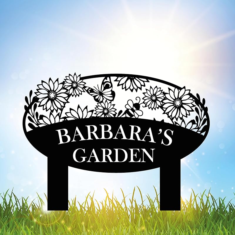 Custom Metal Garden Sign, Flower Sign with Stakes, Personalized Garden Decor for Outside, Garden Family Name Sign, Outdoor Steel Yard Sign, Large Patio Garden Sign Art, Housewarming Gift-Ruum Studio Home