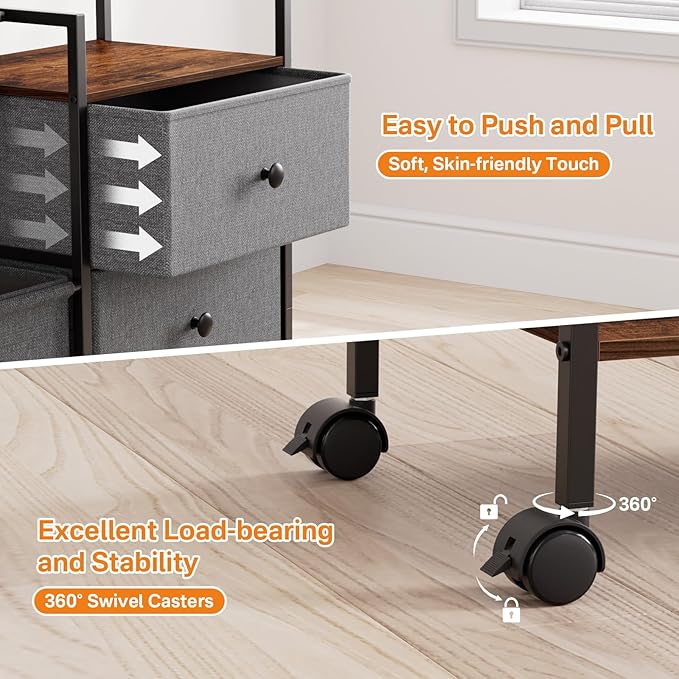 Baby Diaper Caddy Organizer and Storage - 3 Tier Rolling Cart with Dividers and Drawers, Easy To Assemble, Mobile Utility Cart with Wheels for Nursery, Bedroom, Changing Table & Crib-Ruum Studio Home