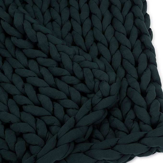 Nuzzie Chunky Knit Weighted Blanket - Breathable, Cooling, Hand Made Knit Throw Blanket for Sleep - Machine Washable, Stylish Decor Design (Charcoal, Queen | 28lbs | 80"x80")-Ruum Studio Home