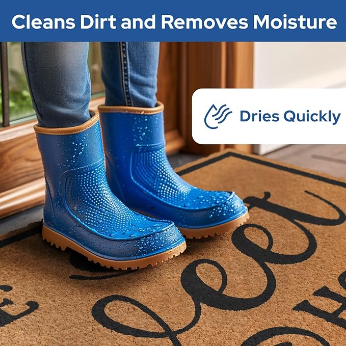 Barnyard Designs Natural Coco Coir Heavy Duty Backing Doormat - Large Cute Non-Slip Front Door Welcome Mat for Outside Entrance or Porch Entry, Brown (24x36, Home Sweet Home)-Ruum Studio Home