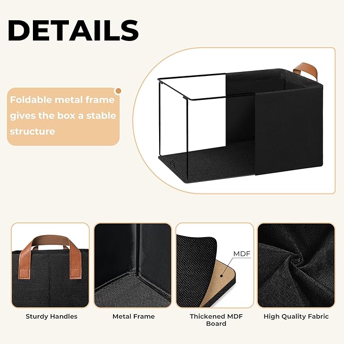 GRANNY SAYS Storage Baskets for Shelves, Closet Organizer Bins, Clothes Storage Bins with Metal Frame, Large Baskets for Organizing and Storage, Collapsible, Black, 2-Pack-Ruum Studio Home