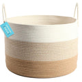 OrganiHaus Extra Large Blanket Basket for Living Room 20x13, Natural Cotton Rope Laundry Basket, Sturdy Hamper for Toy Storage, Cushions & Pillows Storage Bin, Nursery Decor Hamper - Honey-Ruum Studio Home