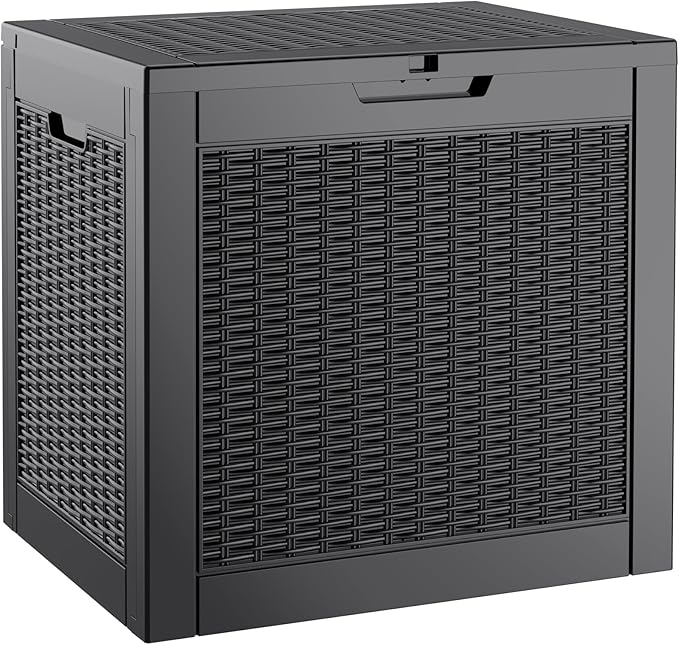 KAMABOKO 31 Gallon Outdoor Storage Box, Resin Deck Boxes Indoor and outdoor, Waterproof Storage Box Lockable Lid for Garden Tools, Package Delivery, Pool Supplies, Patio Cushions, Black-Ruum Studio Home