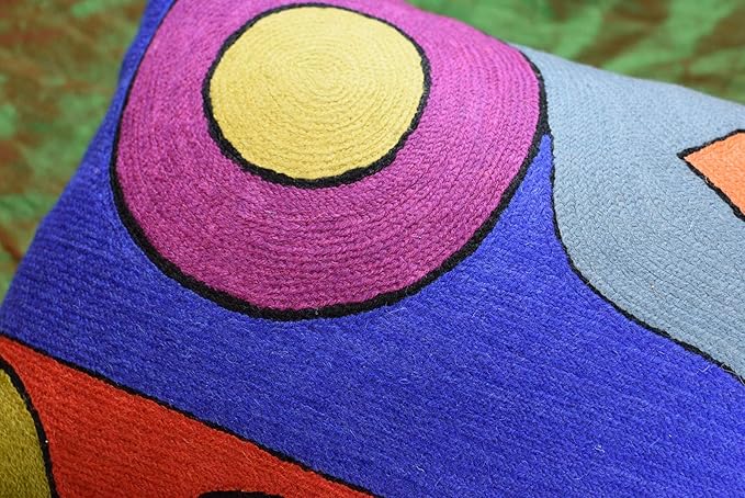 Lumbar Kandinsky Abstract Pillow Cover - Soul VI Modern Throw Pillowcase Modern Chair Cushion Contemporary Pillowsham Farmhouse Couch Cushions Hand Embroidered Wool Size 14x20-Ruum Studio Home