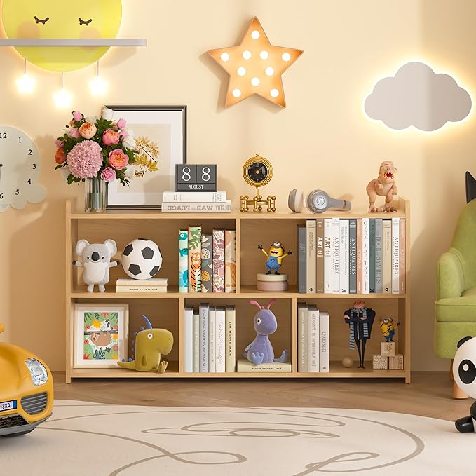 Book Shelf, 5 Cubes Storage Organizer, Open Bookshelf Wooden Bookcase, Freestanding Wooden Bookshelf Cube Shelf for Bedroom, Living Room-Ruum Studio Home