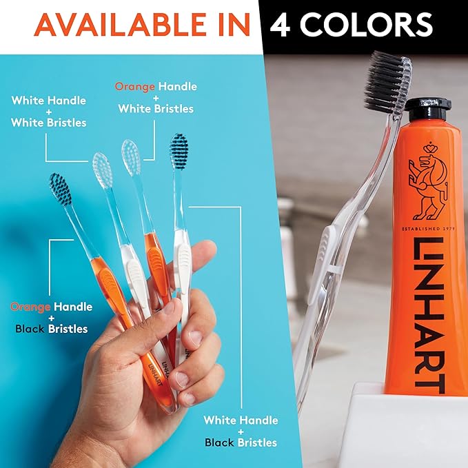 LINHART Extra Soft Toothbrush – Teeth Whitening Toothbrush with Multi Length Bristles, White with Black Bristles, 2 Pack-Ruum Studio Home