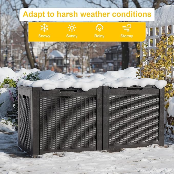Deck Box Large Outdoor Storage for Patio Furniture,Outdoor Cushions,Garden Tools,Picnic Supplies and Pool Supplies,Waterproof,Resin,Lockable (Black, 31 Gal)-Ruum Studio Home