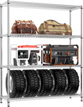 IZEUK 3400 LBS Garage Shelving Wide Storage Shelves 4 Tier Metal Shelves Heavy Duty Adjustable Utility Shelf Rack Chrome 17.7" D x 59.1" W x 70.4" H-Ruum Studio Home