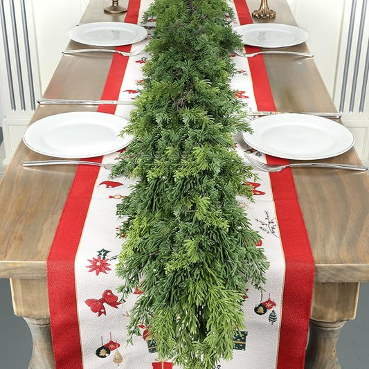 6 Ft Real Touch Christmas Garland,Thick and Lush，Soft Bendable, Lifelike Cedar Garland Realistic, Garlands for Decoration Christmas，Christmas Garland for Mantle,Outdoor Indoor Christmas Decorations-Ruum Studio Home