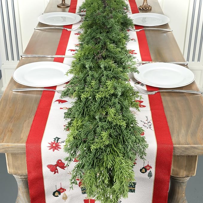 9 Ft Real Touch Christmas Garland Indoor with Pine Cone,Thick and Lush，Soft Bendable Mantle Garland Christmas, Lifelike Cedar Garland, Christmas Garland for Mantle,Indoor Christmas Decorations-Ruum Studio Home