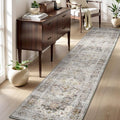 AMOAMI-2X10 Runner Rug-Washable Runners for Hallways-Soft Non Slip Bedside Rugs for Bedroom-Vintage Long Rug for Hallways Entryway Laundry Room Stair Kitchen Bathroom Grey-Ruum Studio Home