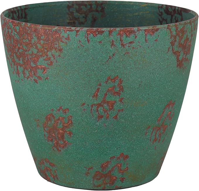 Classic Home and Garden Vogue Planter Pots w/Pottery Quality Finish - Modern Indoor & Outdoor Flower Pots - UV-Resistant Porch Planters - Decorative Pot for Flowers & Herbs (8” Patina Copper)-Ruum Studio Home