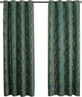 Grommets Blackout Long Window Curtains Green Gold-52W*84L 2PCS Drapes for Bedroom-Ruum Studio Home
