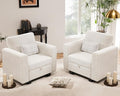 38.5 Oversized Accent Chair with Storage Beige Set of 2, Single Modern Accent Sofa Chair with Arms for Apartment Living Room Linen(21" Deep Seat)-Ruum Studio Home