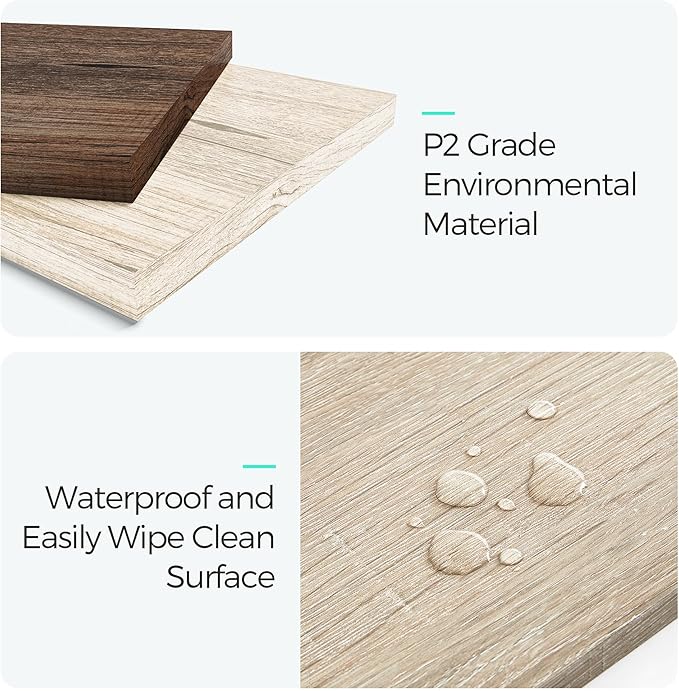 LINSY HOME Farmhouse Coffee Table with Storage, Wood Coffee Table for Living Room, Open Display Area and Storage Drawers with Metal Handles, Chic Style with Curved Base. Oak and Brown-Ruum Studio Home