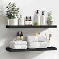 LaVie Home Floating Shelves, 24 Inch Wall Shelf Set of 2, Hanging Shelf with Invisible Brackets, Wall Decor for Bathroom, Bedroom, Living Room, Kitchen Storage, Classic Black-Ruum Studio Home