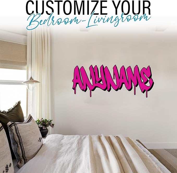 Custom Graffiti Name Wall Decal Personalized Name Wall Decals Spray Paint Graffiti Decal Large Vinyl Decals Sticker for Home & Room Décor, Removable WallArt for Kids & Teens Bedroom, Car, Vehicles-Ruum Studio Home