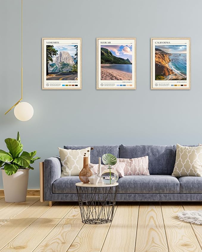 HesenDot Natural OAK Wood Yosemite National Park Framed Wall Art,12x16in Natural Scenery Canvas Wall Print,Classic Urban Landmark Wall Decor for Living Room,Bedroom,Office Gallery Gifts Set of 1-Ruum Studio Home