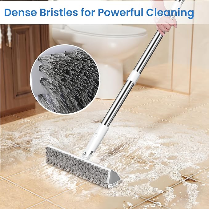 Floor Scrub Brush and Grout Brush with Long Handle–Deck Brushes for Scrubbing Heavy Duty, Stiff Bristles for Outdoor, Patio, Shower, Garage, Tile and Concrete Floor Cleaning 55 inches-Ruum Studio Home