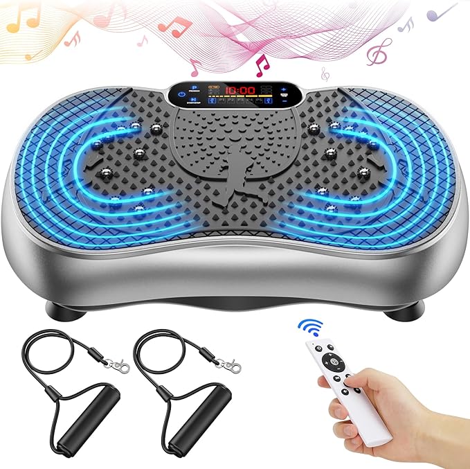 Vibration Plate Exercise Machine, 180 Speed Levels Vibration Plate for Lymphatic Drainage, Whole Body Workout Vibrating Fitness Platform, Effective for Weight Loss, Shaping, Toning & Wellness-Ruum Studio Home