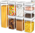 MR.SIGA 8 Piece Airtight Food Storage Container Set, BPA Free Kitchen Pantry Organization Canisters, One-handed Airtight Plastic Containers with Lids for Cereal, Spaghettie, Pasta,White-Ruum Studio Home