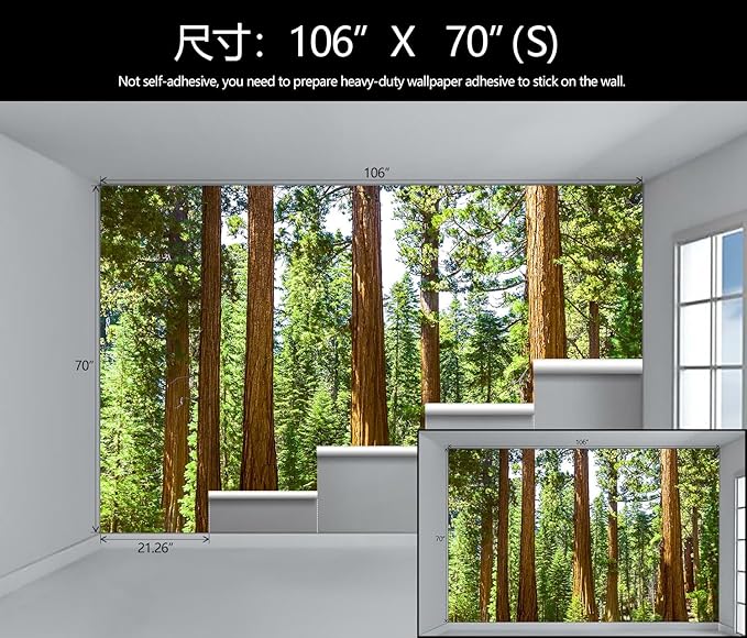 WFBHUA-Redwood Forest Wallpaper Green Woodland Tree Wallpaper for Bedroom Large Art Wall Murals for Living Room Office (Not Peel and Stick)-Ruum Studio Home