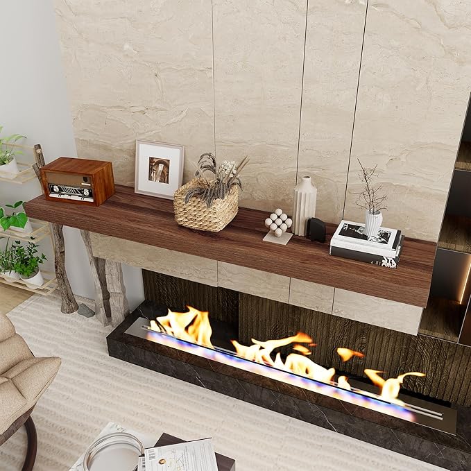 Floating Shelves 55 Inch Long, 12 Inch Deep Floating Shelves for Wall, Rustic Deep Wall Shelf for Fireplace Mantel, 55 x 12 Large Display Shelf for Living Room, Bedroom, Kitchen, Walnut Color, 1 Pack-Ruum Studio Home