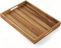 Acacia Wood Serving Tray with Handles - 17-Inch Large Wooden Tray for Ottoman - Perfect for Breakfast, Lunch, Dinner, Appetizers, Patio, Ottoman, Coffee Table,BBQ, Party – Great for Lap &Couch ﻿-Ruum Studio Home