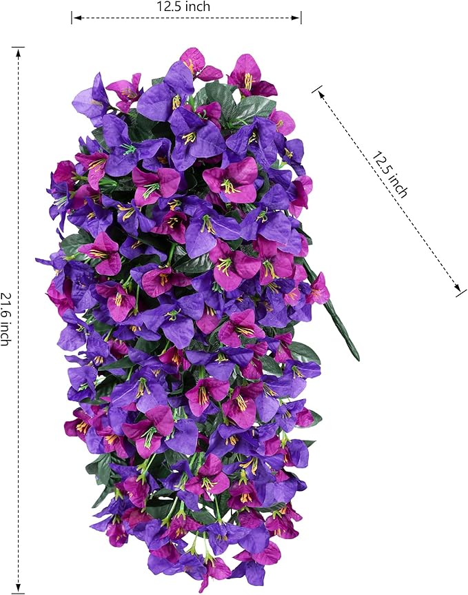 Faux Bougainvillea Artificial Flowers Plants for Outdoors Outside Decoration, 2pcs Fake Flowers Silk Long Trailing Vines UV Resistant Realistic for Front Door Porch Planter Urn Patio Balcony Yard, Mix-Ruum Studio Home