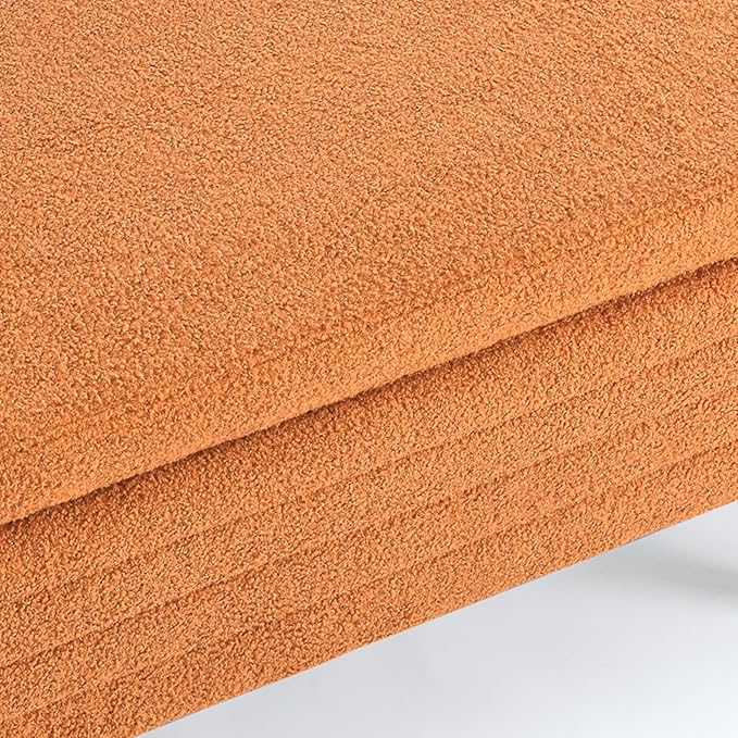Furniliving 46” Storage Benches, End of Bed Bench with Button-Tufted Large Upholstered Storage Ottoman Teddy Window Bench with Storage Shoe Cabinet Bench, for Bedroom, Entryway, Closet, Orange-Ruum Studio Home