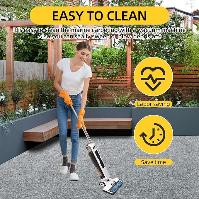 Marine Carpet,5 FT x 10 FT Smoke Gray Indoor Outdoor Carpet 0.2" Thick Boat Carpet with Water-Proof TPE Backing, Non-Slide Outdoor Marine Carpet Roll for Home, Patio, Porch, Deck-Ruum Studio Home
