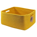 COMFY-HOMI Cotton Rope Woven Basket with Handles for Shelves,Toys,Book, Cloth Storage Baskets for Organizing-17" x 13" x 7.5" Toy Decorative Organizer for Living Room, Bathroom （Yellow）-Ruum Studio Home
