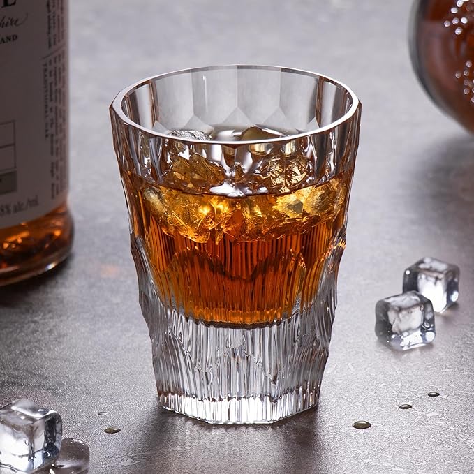 KAMMAK Crystal Whiskey Glasses Set of 2, Handcrafted 6.09oz Old Fashioned Glasses Stemless, Luxury Cocktail Glasses, Hand Blown Scotch Cup for Women, Men Gift for Rocks, Bourbon, Bar Barware-Ruum Studio Home