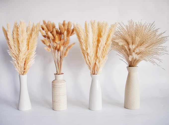 Natural Dried Pampas Grass Decor, Beige Pampas Grass, Bunny Tails Dried Flowers, Reed Grass Bouquet for Wedding Boho Flowers Home Table Decor, Rustic Farmhouse Party (100 in Total )-Ruum Studio Home