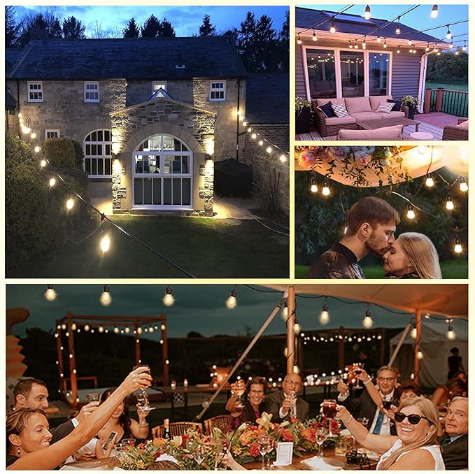 200FT String Lights for Outside LED Patio Lights Outdoor Waterproof with 63 Shatteproof Edison Lights Outdoor String Lights 2200K for Patio Gazebo Pergola Café-Ruum Studio Home