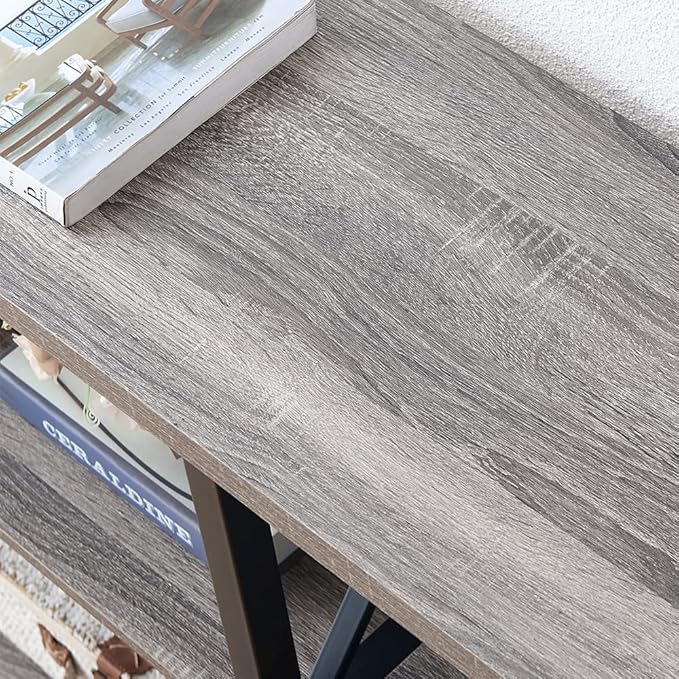 LVB Rustic Sofa Table, Farmhouse Console Table for Living Room, Hallway entryway Table with Storage, Entry Table for Foyer, Light Grey Oak, 55 Inch-Ruum Studio Home