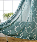 MIUCO Moroccan Embroidered Semi-Sheer Curtains Faux Linen Grommet Curtains for Living Room 52 x 84 Inch 2 Panels Set, Teal-Ruum Studio Home