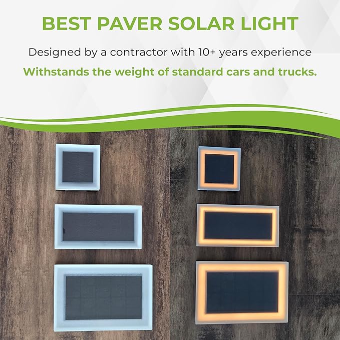LUMENGY Solar Paver Light 4×4 inch (3.93 X 3.93), Up To 12 Hours Continues Lighting, Stainless Steel, Glare-Free Lighting For Driveways & Garden, 2700K Warm White, Waterproof & Drive-Over Rated. Ver 2-Ruum Studio Home