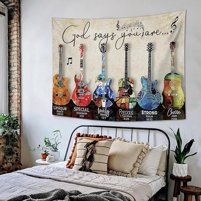 yowecso Musical Guitar Tapestry Rock Guitar Tapestry Wall Hanging for Bedroom Cool Rock Music Tapestries Aesthetic Wall Decor for Home Dorm Living Room 50"x60"-Ruum Studio Home