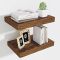 Fun Memories Wood Floating Shelves 16 Inch, 10 Inch Deep Shelves Wall Mount, Wall Shelves with Invisible Bracket, 16" Floating Shelves for Living Room Bathroom Bedroom, Rustic Brown, Set of 2-Ruum Studio Home