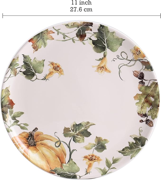 Bico Woodland Critters Dinner Plates Set of 4, 11 Inch Large Ceramic Plates for Pasta, Steak, Stylish Serving Dishes, Microwave and Dishwasher Safe, Gift for Housewarming and Thanksgiving-Ruum Studio Home