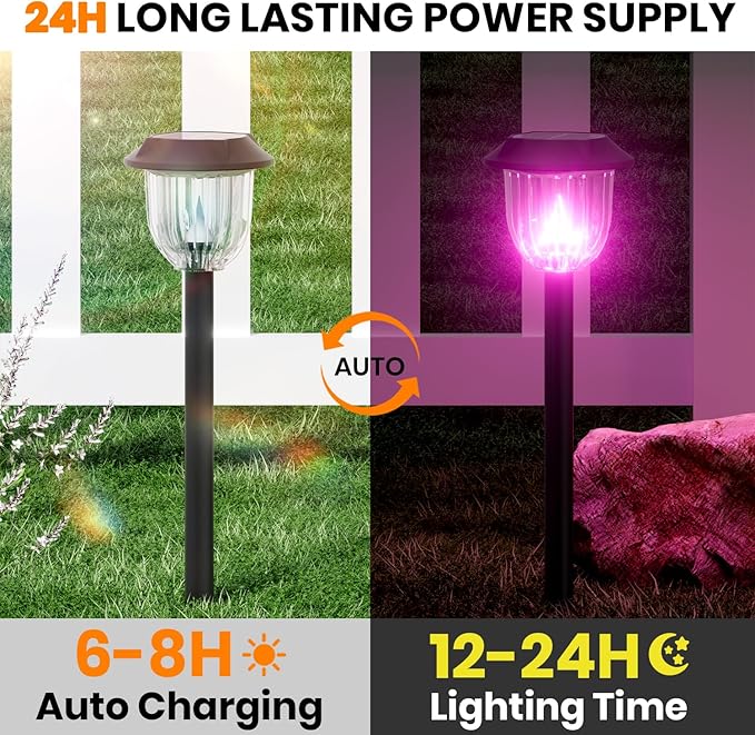 AOSEA 2 Pack Solar Pathway Lights Outdoor Waterproof - Auto RGB Color Changing Solar Lights, IP65, 12H Bright, Durable Plastic - Perfect for Garden & Walkway-Ruum Studio Home