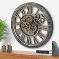 HOIBAI Wall Clock, Large Wall Clocks for Living Room Decor 18 Inch Battery Operated Silent Non-Ticking Modern Farmhouse Vintage Roman Big Wall Clock for Home Bedroom House Office, Moving Gears Clock-Ruum Studio Home