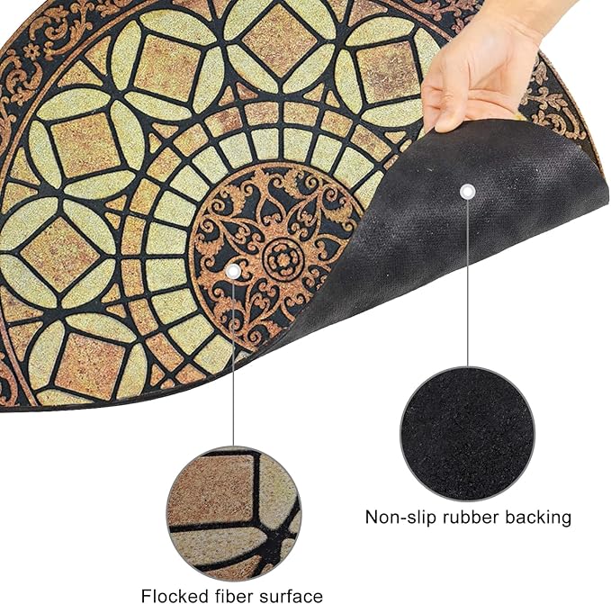 CHICHIC Entrance Door Mat Large 18 x 30 Inch Entry Way Doormat Front Door Rugs Outdoors Heavy Duty Welcome Mat Non Slip Rubber Back Low Profile for Garage, Patio, High Traffic Area, Semicircle-Ruum Studio Home